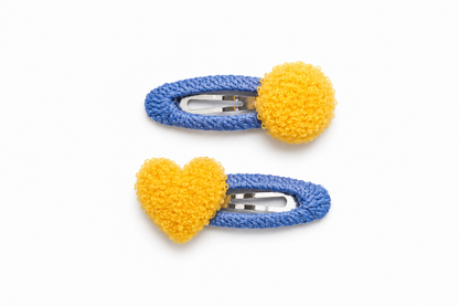 Bubble Pom Pom Snap Hair Clips for Girls | Handmade Kids Hair Clip Set