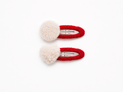 Bubble Pom Pom Snap Hair Clips for Girls | Handmade Kids Hair Clip Set