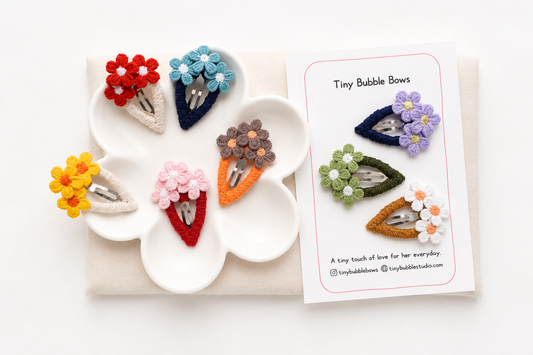 Little Bouquet Flower Snap Hair Clips for Baby, Toddler & Girls | Handmade Kids Hair Clips