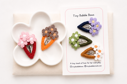 Little Bouquet Flower Snap Hair Clips for Baby, Toddler & Girls | Handmade Kids Hair Clips