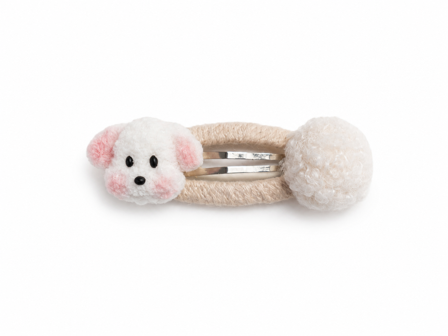 Puppy Pom Pom Snap Hair Clips for Baby & Girls