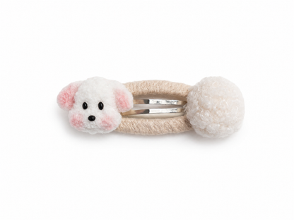 Puppy Pom Pom Snap Hair Clips for Baby & Girls