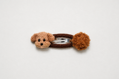 Puppy Pom Pom Snap Hair Clips for Baby & Girls