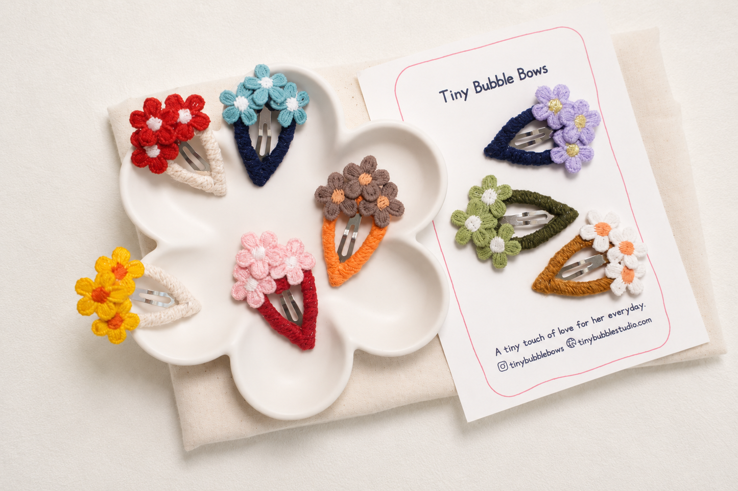 Little Bouquet Flower Snap Hair Clips for Baby, Toddler & Girls | Handmade Kids Hair Clips