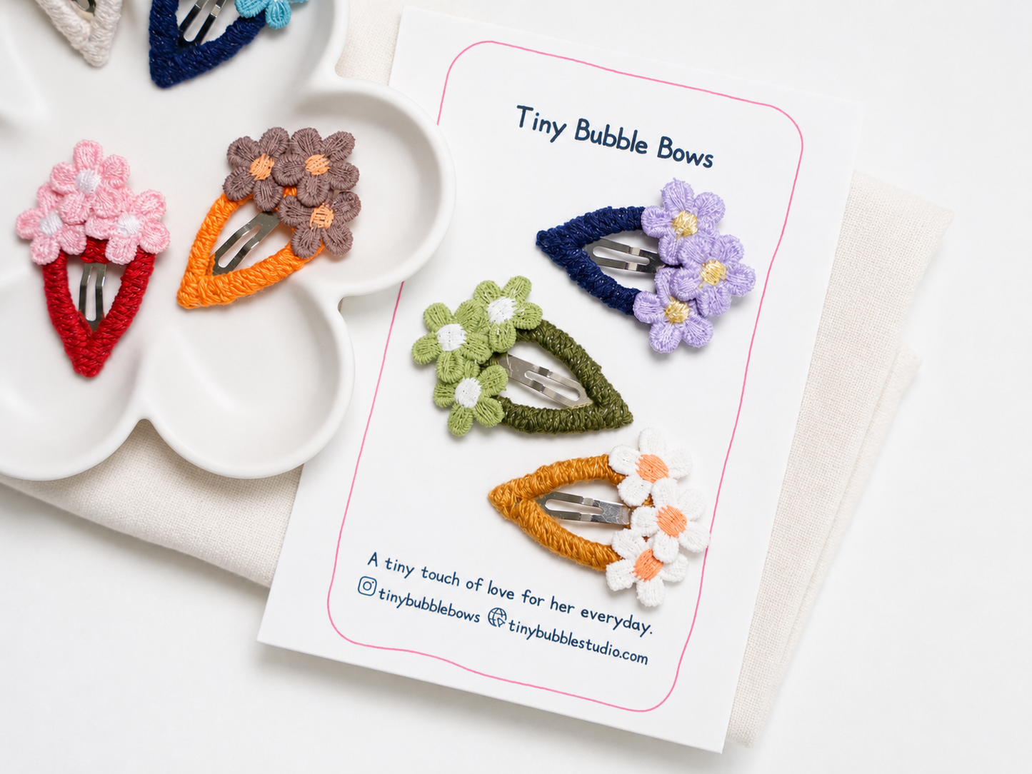 Little Bouquet Flower Snap Hair Clips for Baby, Toddler & Girls | Handmade Kids Hair Clips